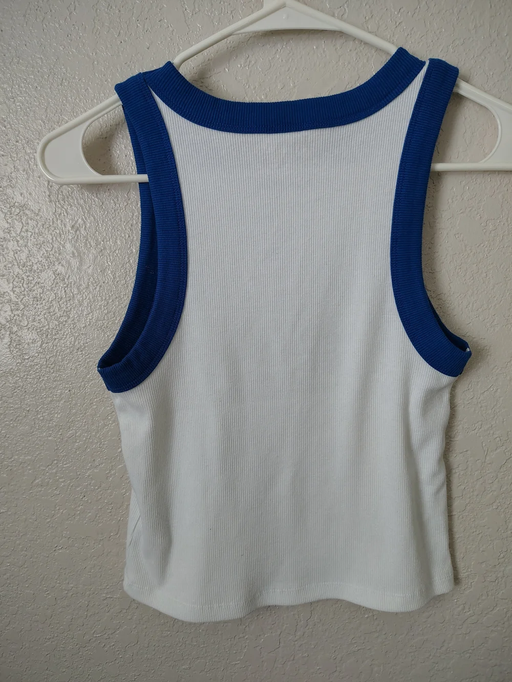 Old Navy White and Blue 'Enjoy Life' Graphic Ribbed Tank